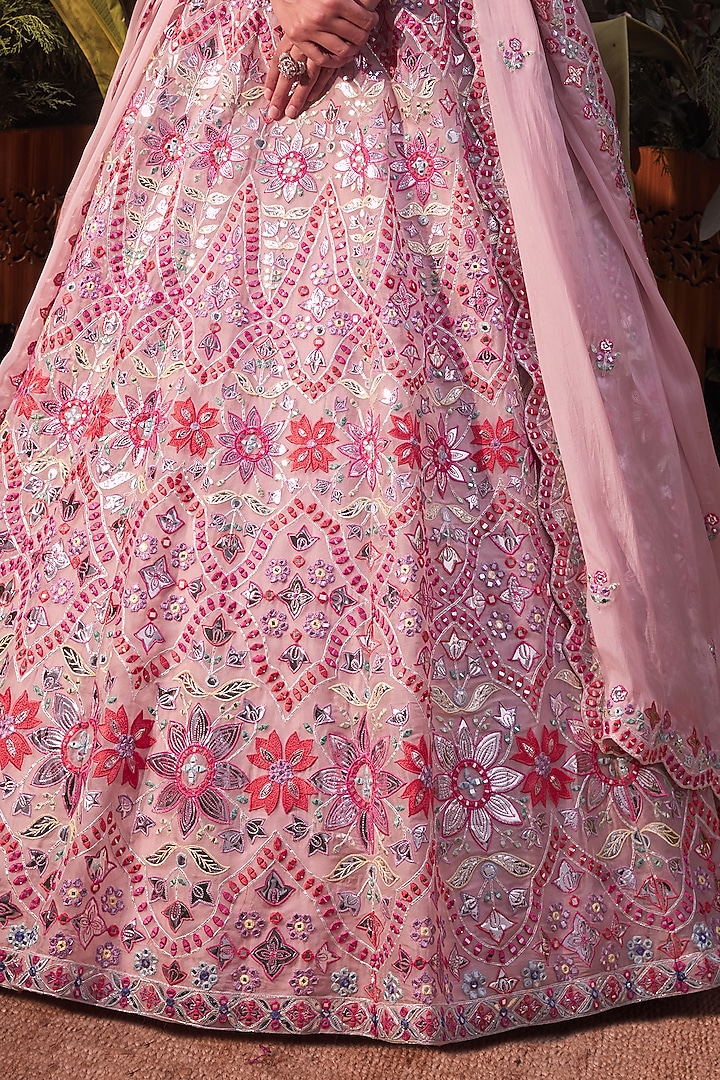 Lilac Foil Embroidered Bridal Lehenga Set by Aneesh Agarwaal at Pernia's Pop Up Shop
