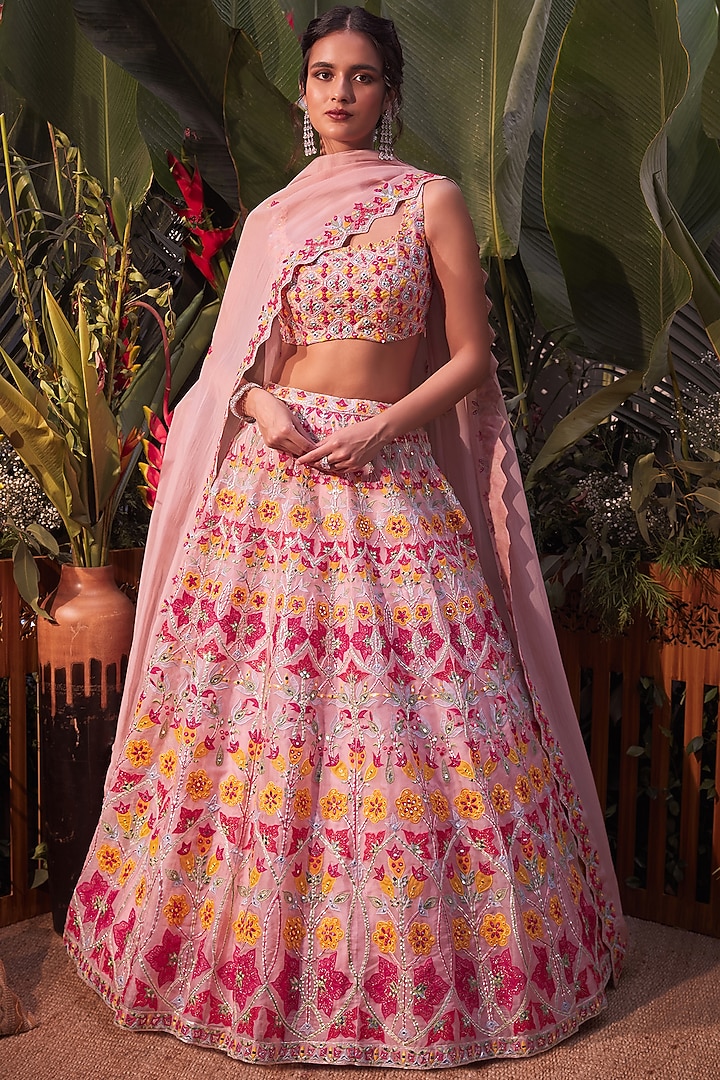 Pink Gota Embroidered Bridal Lehenga Set by Aneesh Agarwaal at Pernia's Pop Up Shop