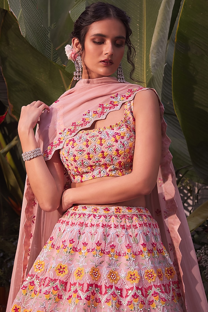 Pink Gota Embroidered Bridal Lehenga Set by Aneesh Agarwaal at Pernia's Pop Up Shop