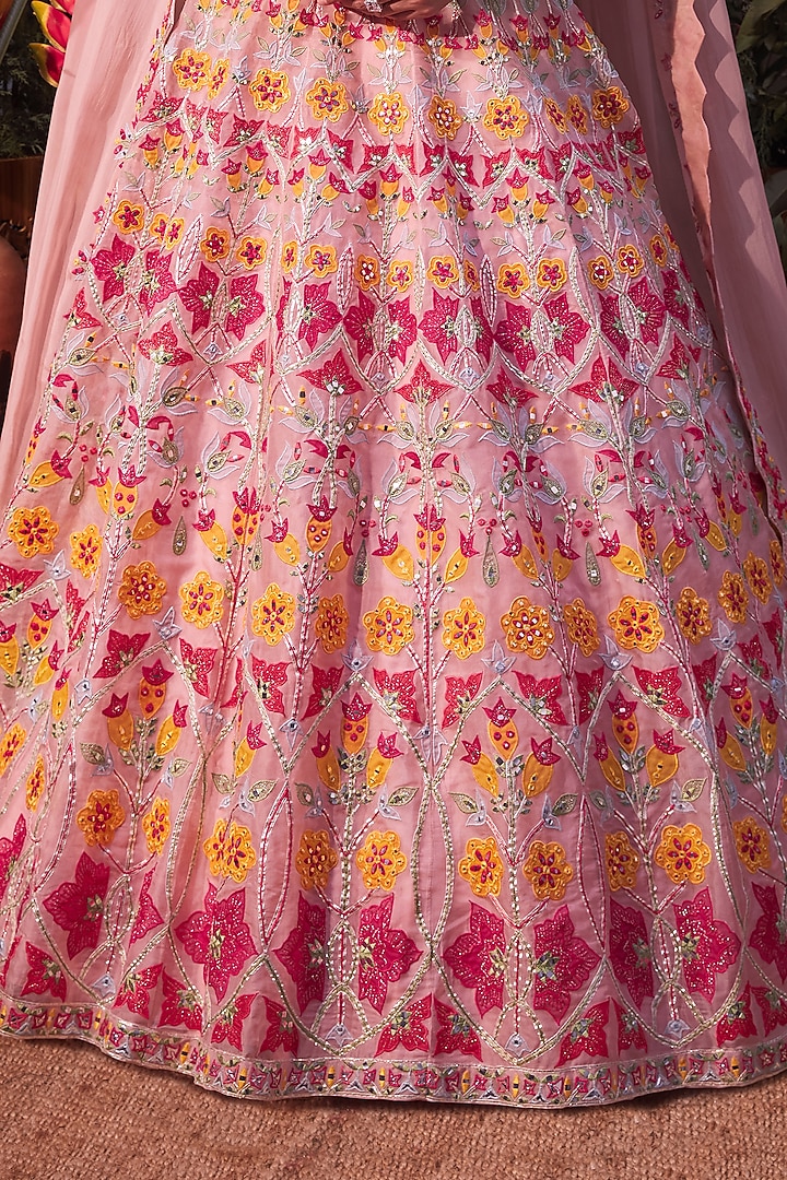 Pink Gota Embroidered Bridal Lehenga Set by Aneesh Agarwaal at Pernia's Pop Up Shop