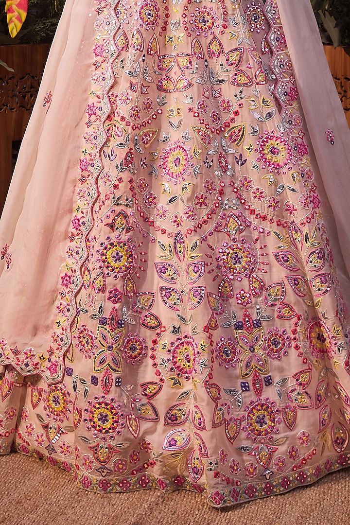 Ivory Foil Embroidered Bridal Lehenga Set by Aneesh Agarwaal at Pernia's Pop Up Shop