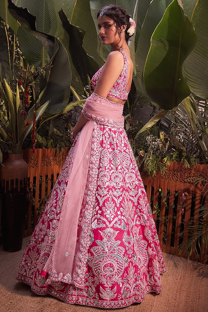 Rani Pink Gota Embroidered Bridal Lehenga Set by Aneesh Agarwaal at Pernia's Pop Up Shop