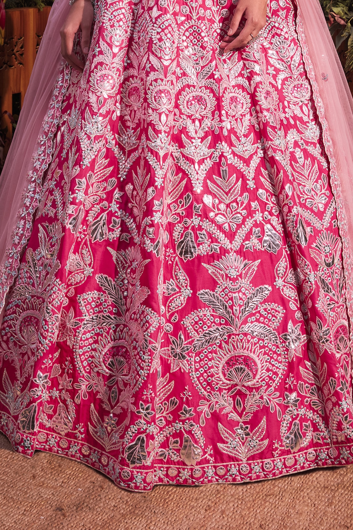 Rani Pink Gota Embroidered Lehenga Set Design by Aneesh Agarwaal at  Pernia's Pop Up Shop 2024