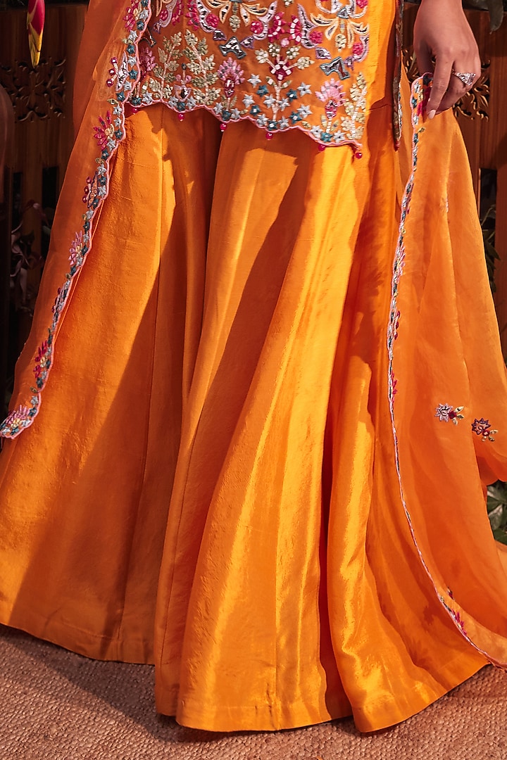 Mango Yellow Organza Gharara Set by Aneesh Agarwaal at Pernia's Pop Up Shop