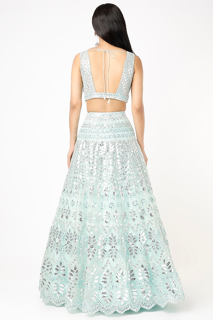 Green Embroidered Bridal Lehenga Set by Aneesh Agarwaal at Pernia's Pop Up Shop