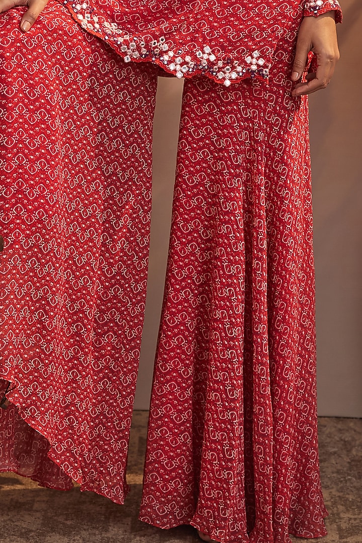 Dull Red Georgette Wedding Sharara Set by Aneesh Agarwaal PRET at Pernia's Pop Up Shop