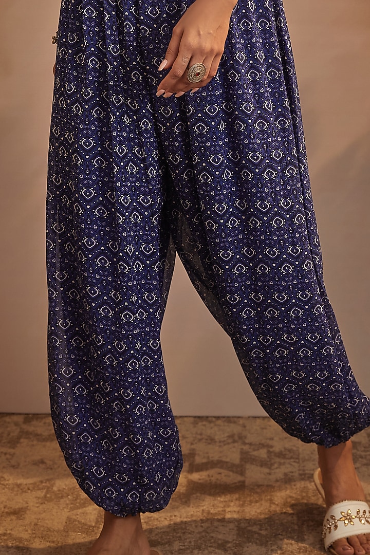 Blueberry Georgette Off-Shoulder Jumpsuit by Aneesh Agarwaal PRET at Pernia's Pop Up Shop