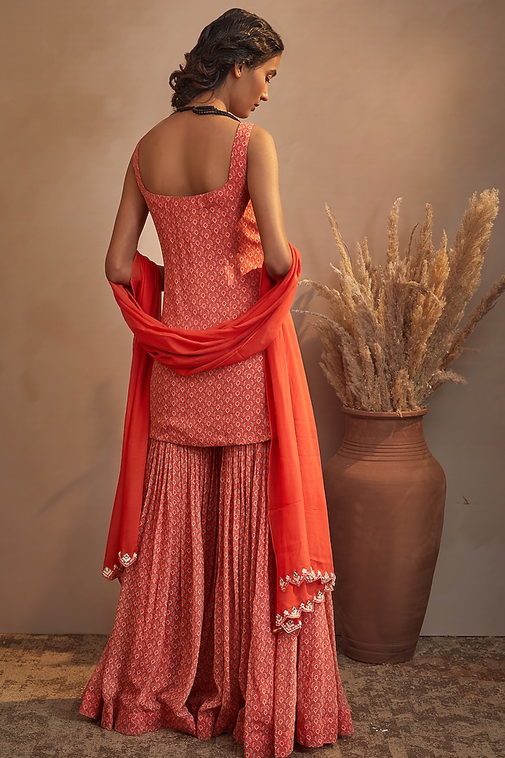 Orange Georgette Wedding Sharara Set by Aneesh Agarwaal PRET at Pernia's Pop Up Shop