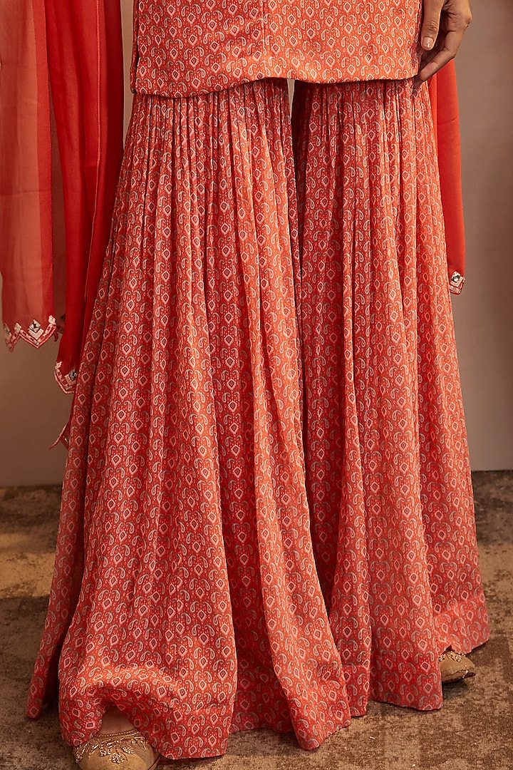 Orange Georgette Wedding Sharara Set by Aneesh Agarwaal PRET at Pernia's Pop Up Shop