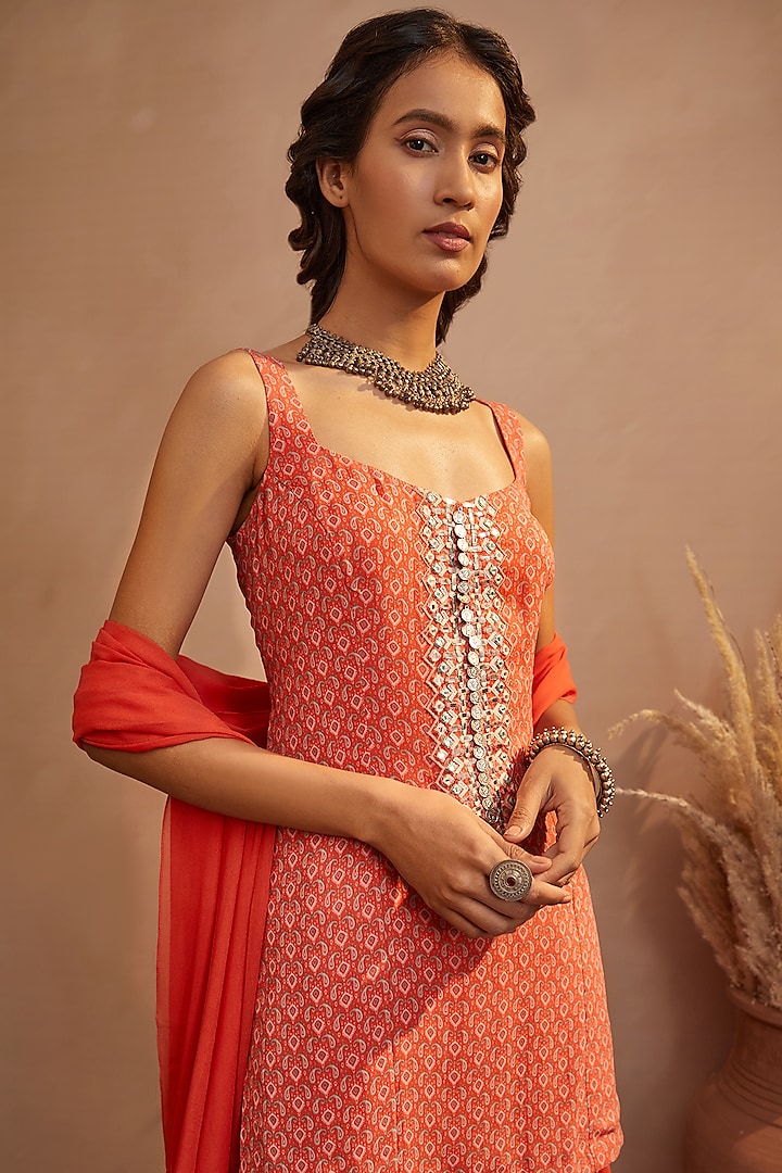 Orange Georgette Wedding Sharara Set by Aneesh Agarwaal PRET at Pernia's Pop Up Shop