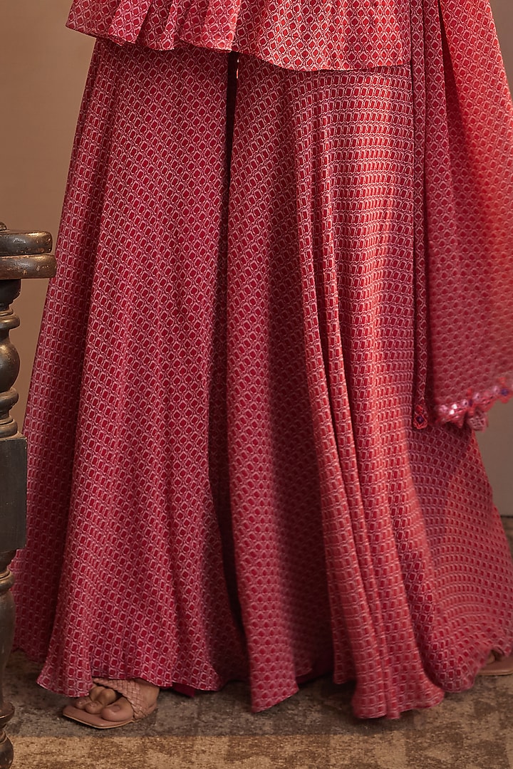 Dusty Red Georgette Wedding Sharara Set by Aneesh Agarwaal PRET at Pernia's Pop Up Shop
