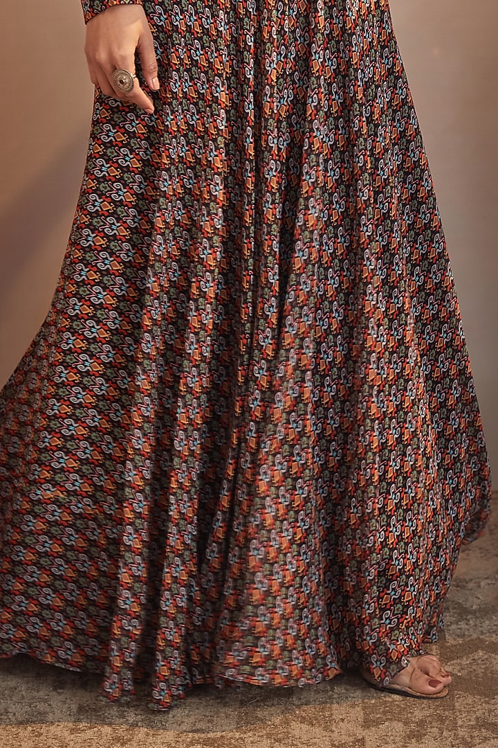Black Georgette Flared Wedding Sharara Set by Aneesh Agarwaal PRET at Pernia's Pop Up Shop