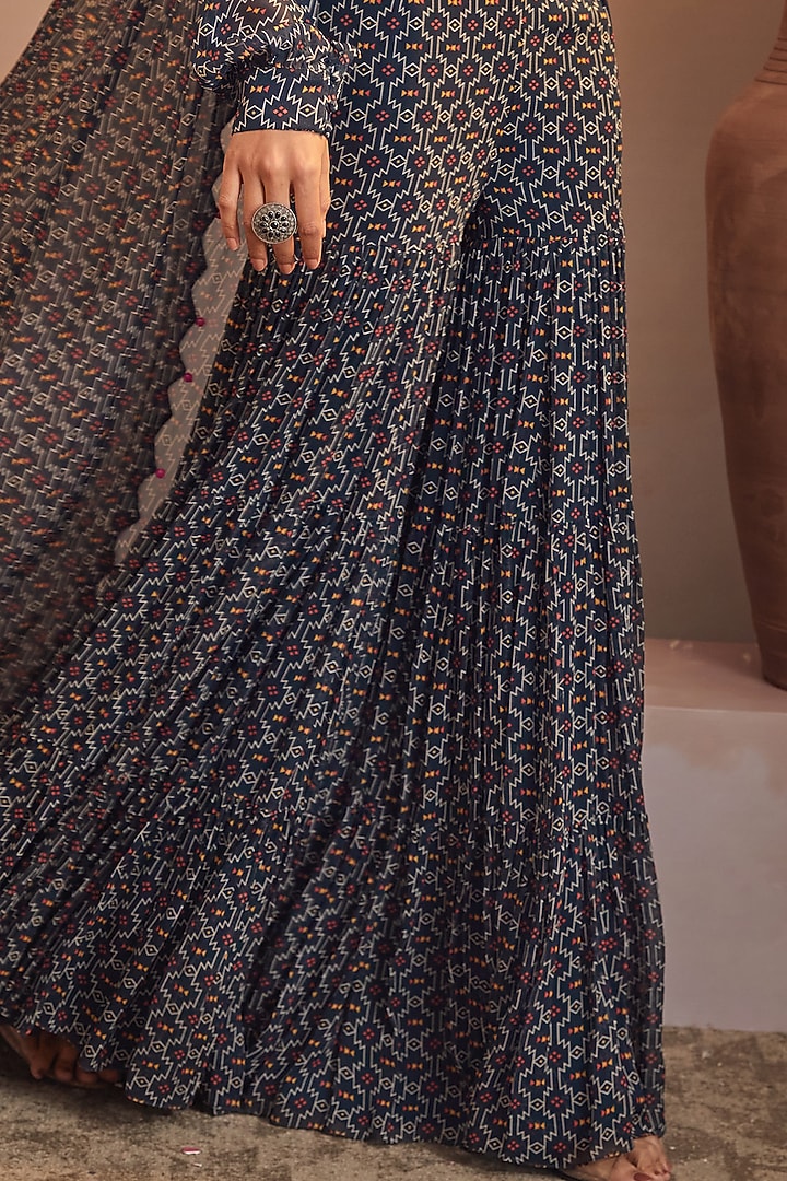 Black Georgette Three-Layered Wedding Sharara Set by Aneesh Agarwaal PRET at Pernia's Pop Up Shop