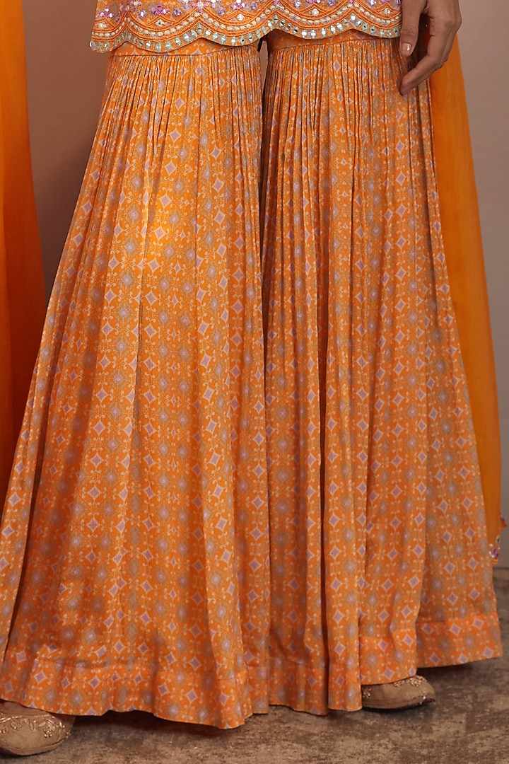 Mustard Chinon Chiffon Wedding Sharara Set by Aneesh Agarwaal PRET at Pernia's Pop Up Shop