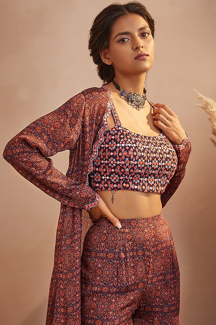 Brownish-Purple Printed Wedding Sharara Set by Aneesh Agarwaal PRET at Pernia's Pop Up Shop