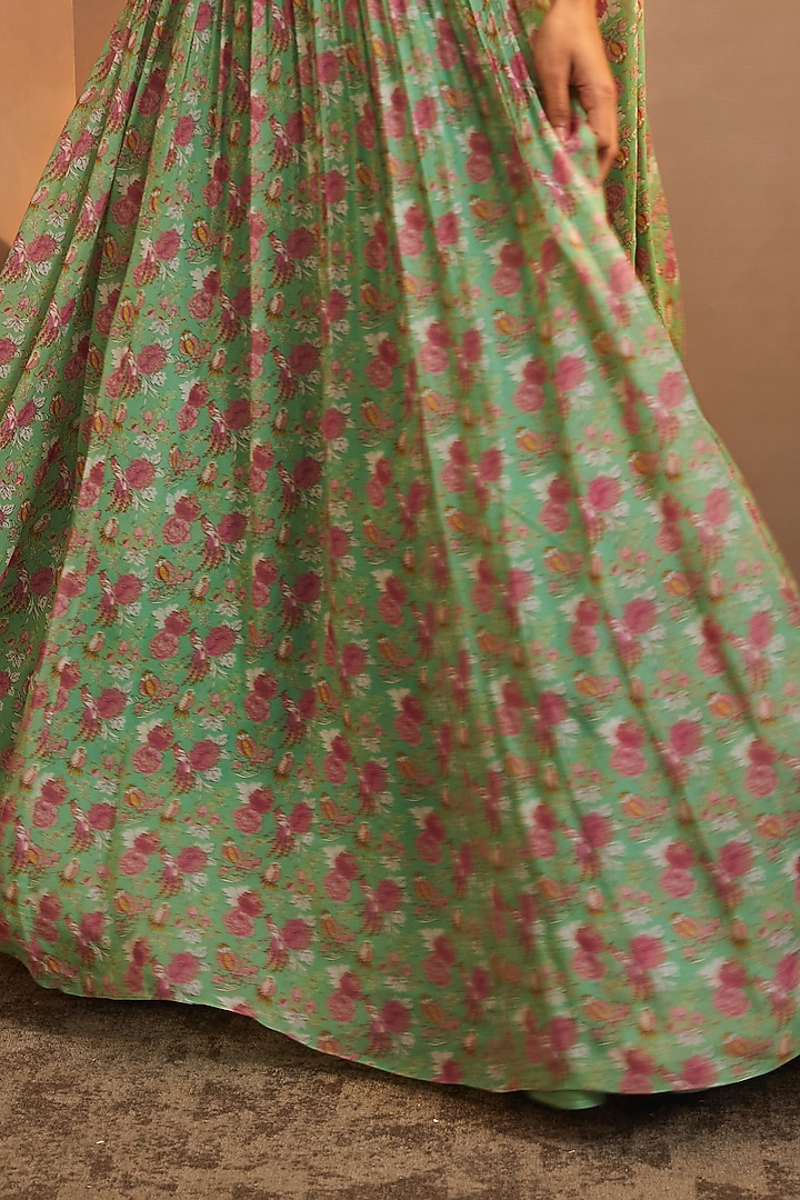 Parrot Green Printed Skirt Set by Aneesh Agarwaal PRET at Pernia's Pop Up Shop