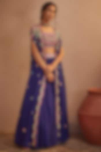 Purple Soft Organza Skirt Set by Aneesh Agarwaal PRET