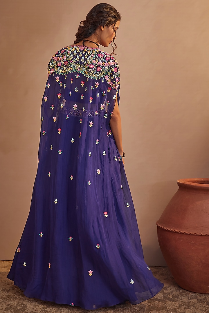 Purple Soft Organza Skirt Set by Aneesh Agarwaal PRET at Pernia's Pop Up Shop