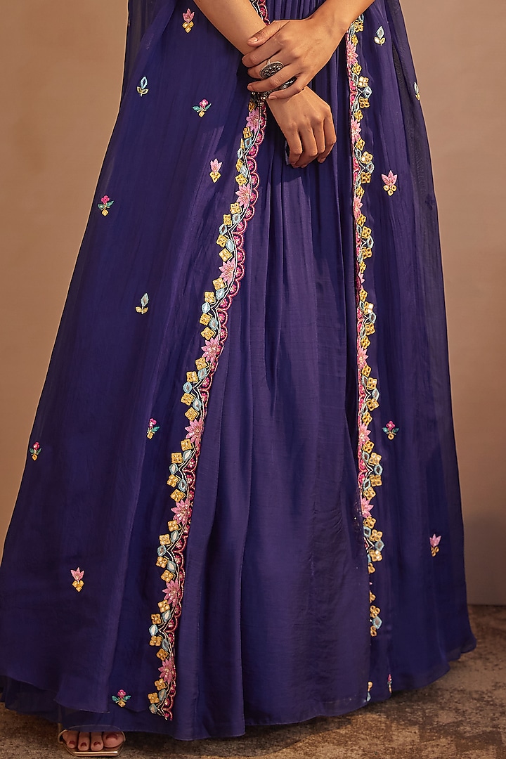 Purple Soft Organza Skirt Set by Aneesh Agarwaal PRET at Pernia's Pop Up Shop