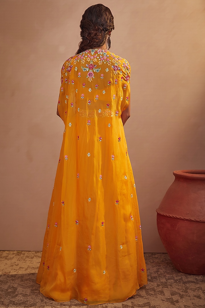 Mango Yellow Soft Organza Skirt Set by Aneesh Agarwaal PRET at Pernia's Pop Up Shop