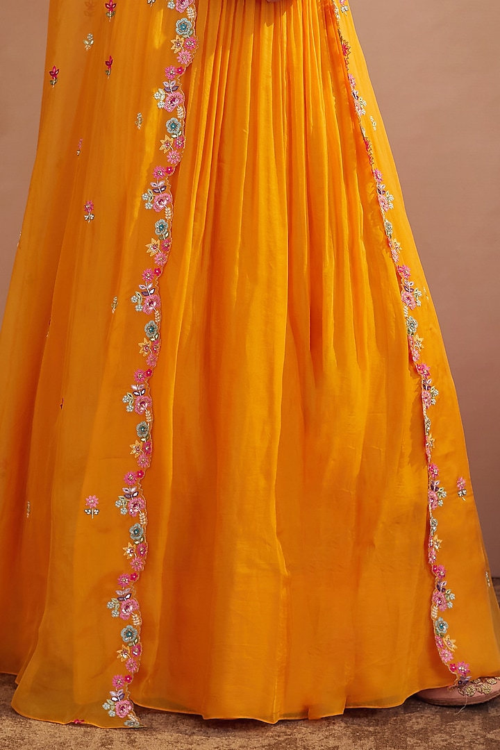 Mango Yellow Soft Organza Skirt Set by Aneesh Agarwaal PRET at Pernia's Pop Up Shop