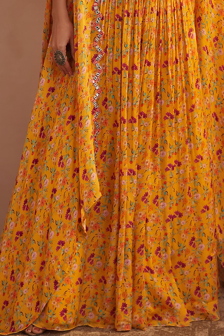 Mango Yellow Floral Printed Skirt Set by Aneesh Agarwaal PRET at Pernia's Pop Up Shop