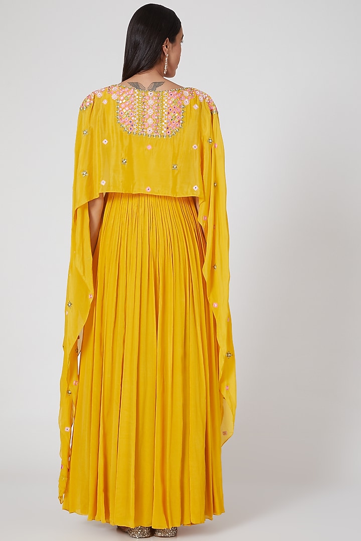 Yellow Embroidered Anarkali Kurta by Aneesh Agarwaal PRET at Pernia's Pop Up Shop