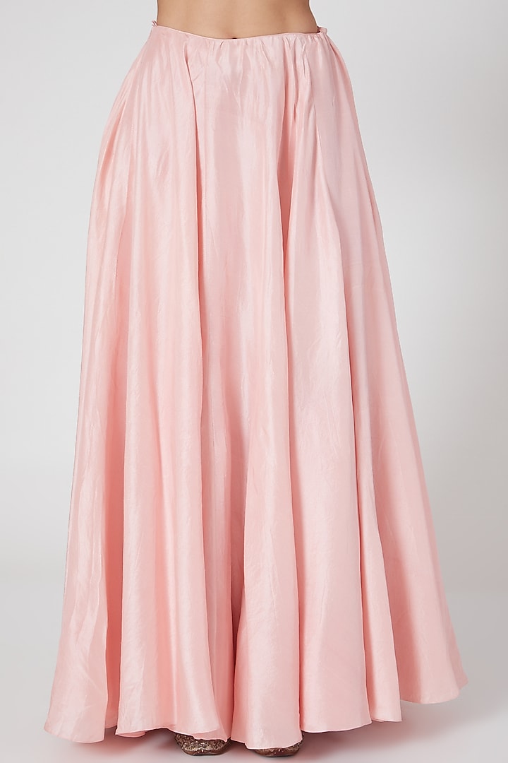 Blush Pink Silk & Organza Mirror Work Kurta Set by Aneesh Agarwaal PRET at Pernia's Pop Up Shop