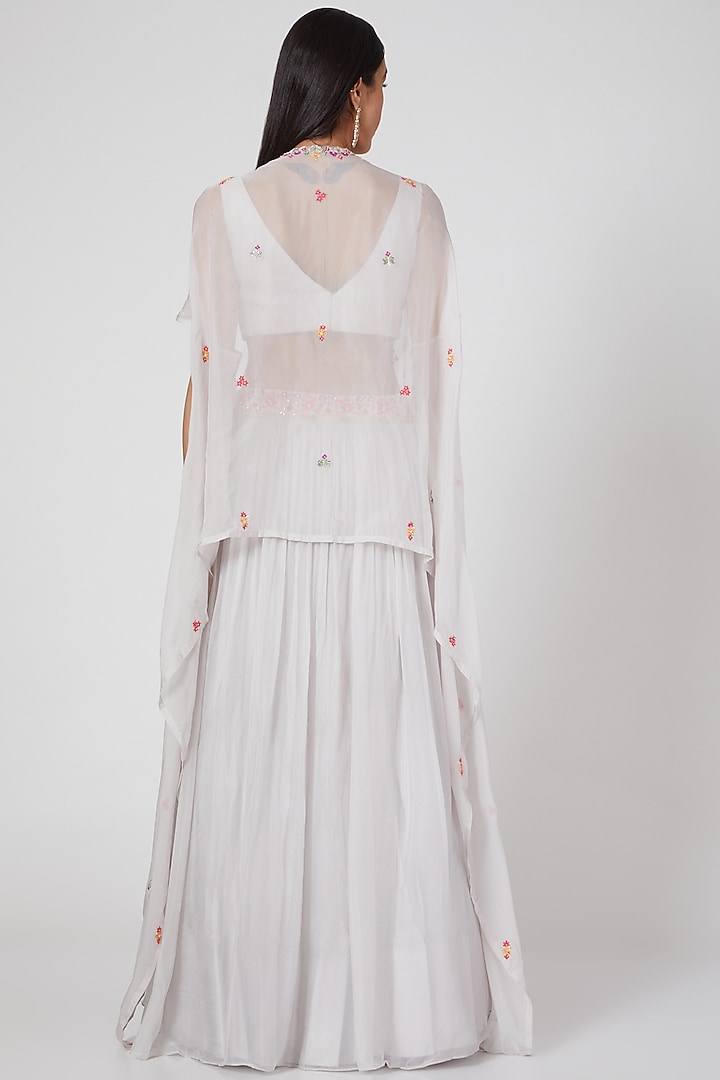 Grey Organza Embroidered Skirt Set by Aneesh Agarwaal PRET at Pernia's Pop Up Shop