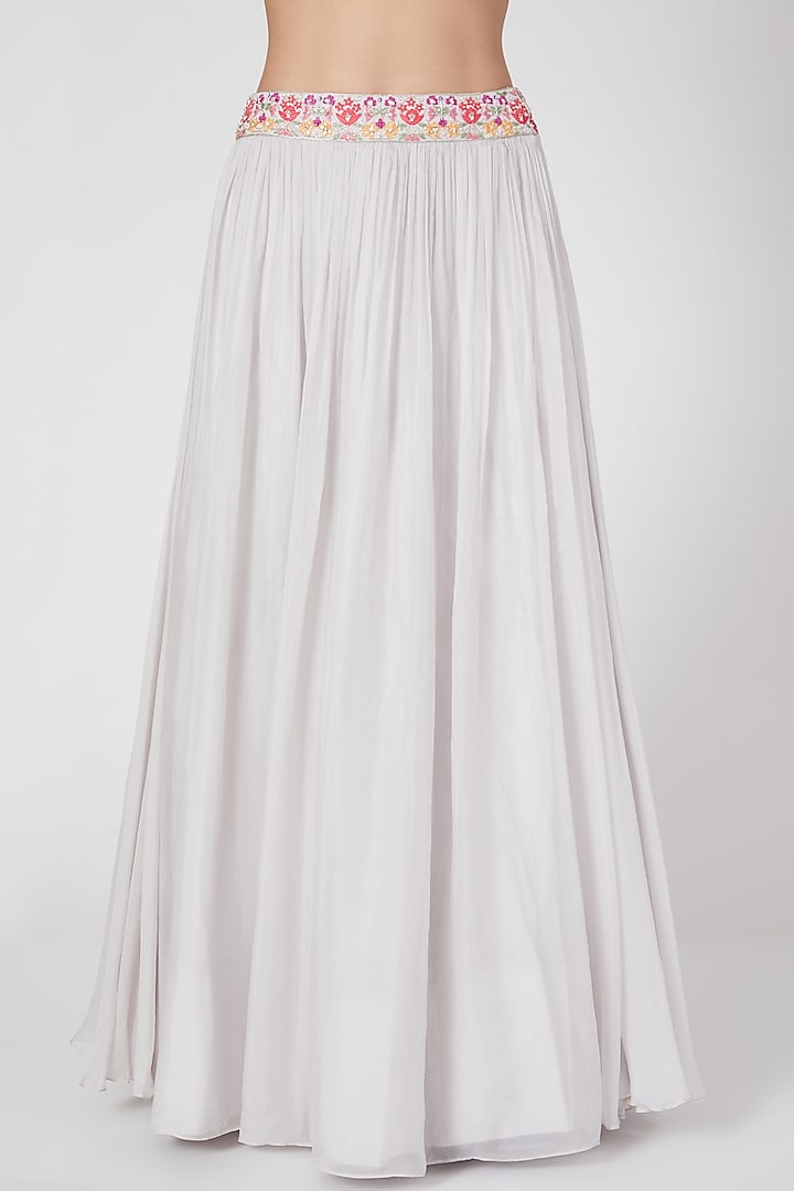 Grey Organza Embroidered Skirt Set by Aneesh Agarwaal PRET at Pernia's Pop Up Shop
