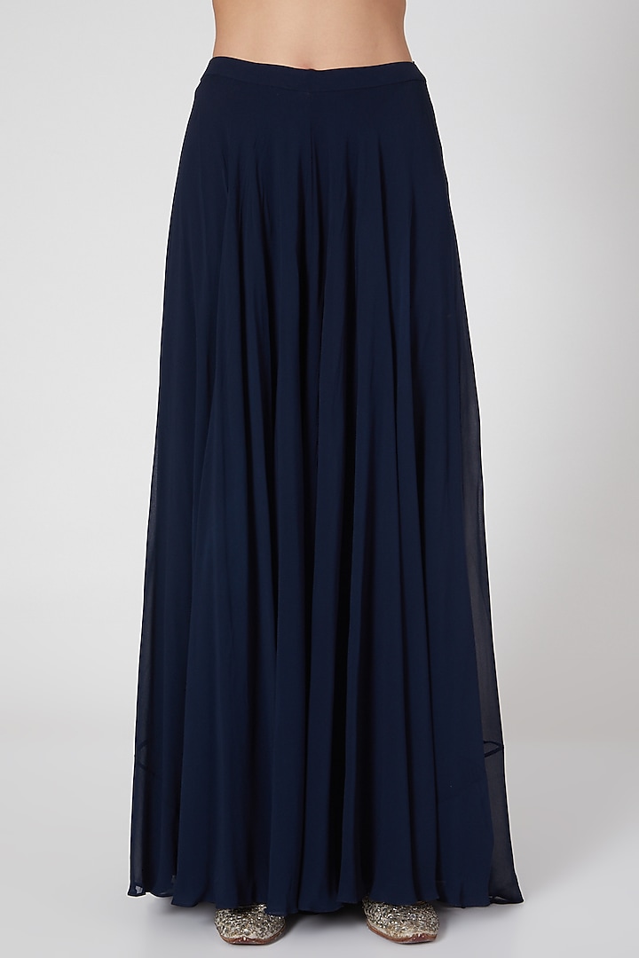 Midnight Blue Embroidered Wedding Sharara Set by Aneesh Agarwaal PRET at Pernia's Pop Up Shop