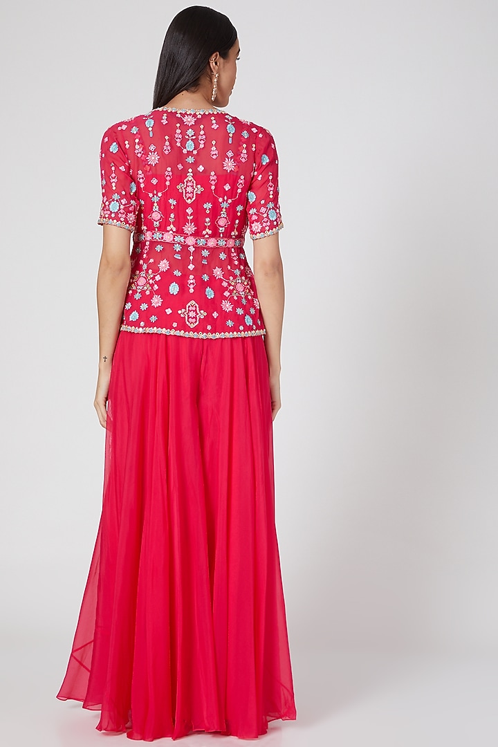 Fuchsia Organza Wedding Sharara Set by Aneesh Agarwaal PRET at Pernia's Pop Up Shop