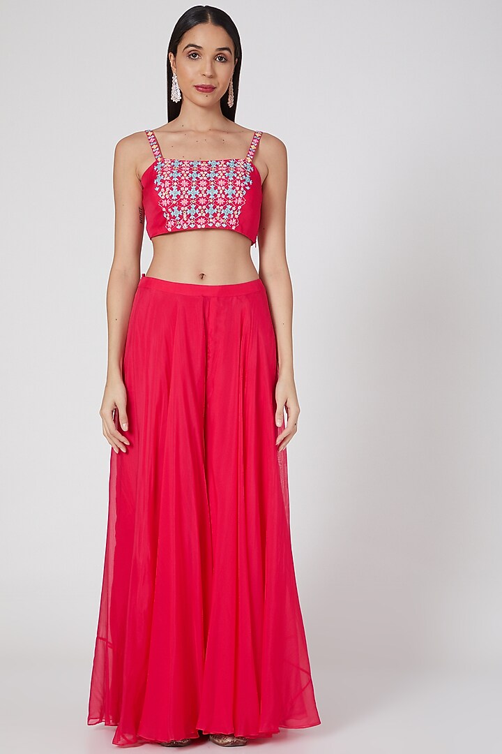 Fuchsia Organza Wedding Sharara Set by Aneesh Agarwaal PRET at Pernia's Pop Up Shop