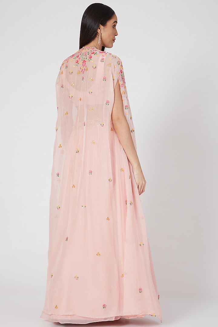 Blush Pink Organza Skirt Set by Aneesh Agarwaal PRET at Pernia's Pop Up Shop