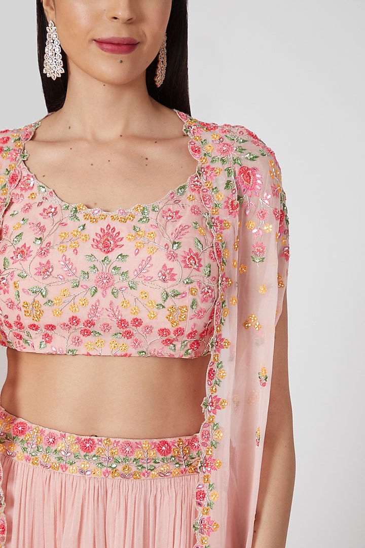 Blush Pink Organza Skirt Set by Aneesh Agarwaal PRET at Pernia's Pop Up Shop
