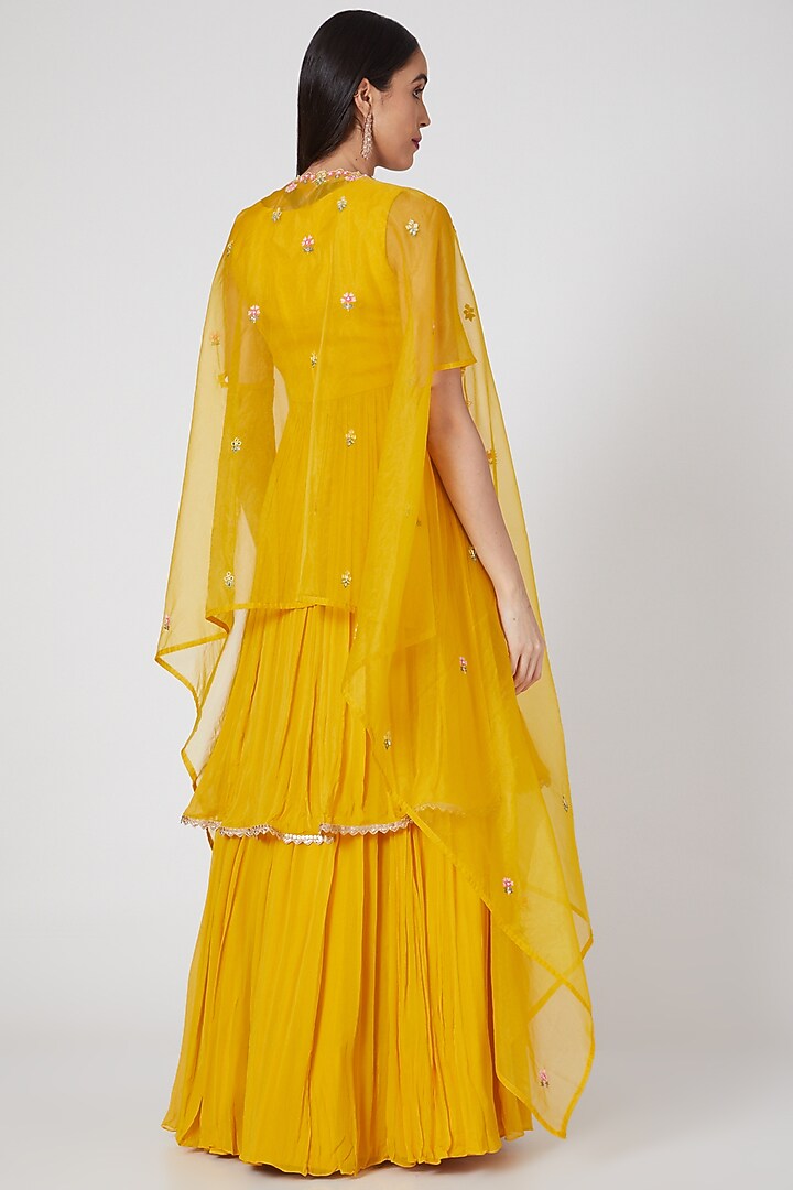 Yellow Chiffon Skirt Set by Aneesh Agarwaal PRET at Pernia's Pop Up Shop