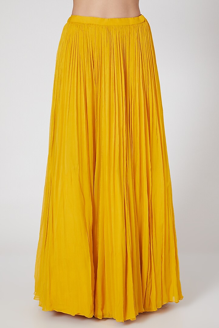 Yellow Chiffon Skirt Set by Aneesh Agarwaal PRET at Pernia's Pop Up Shop