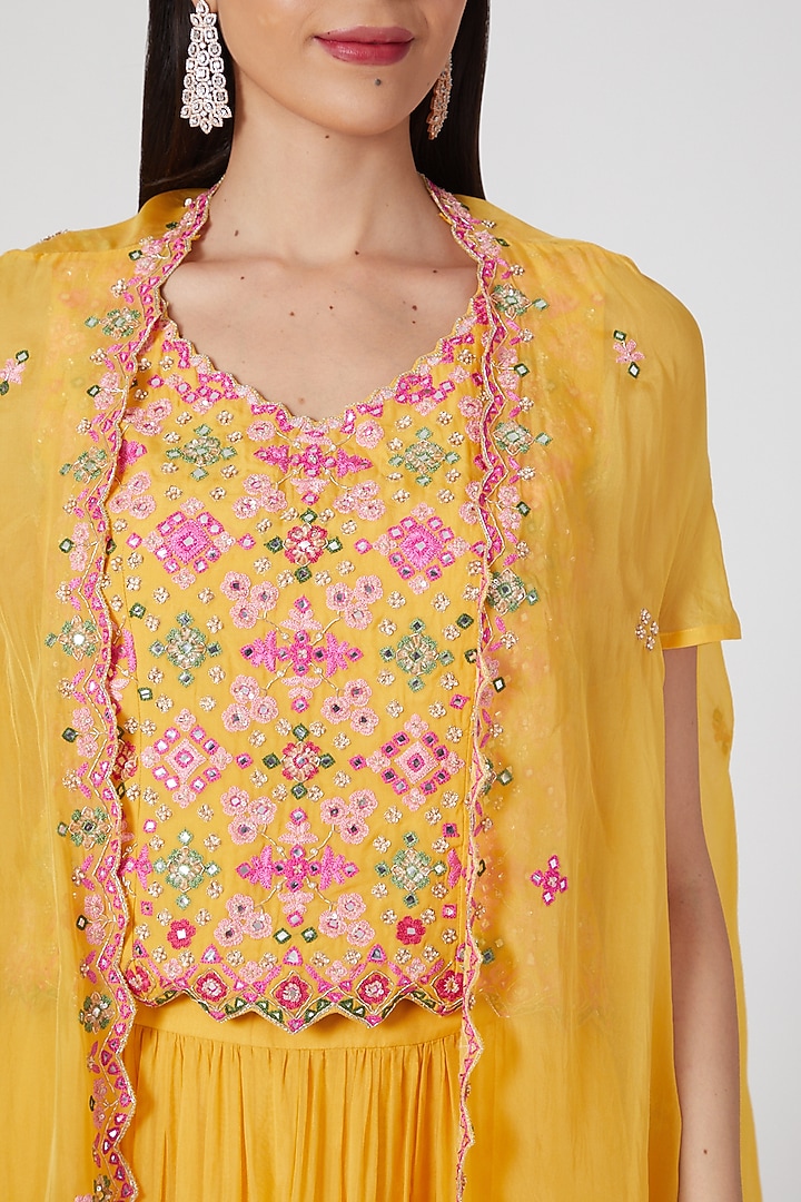 Yellow Organza Skirt Set by Aneesh Agarwaal PRET at Pernia's Pop Up Shop