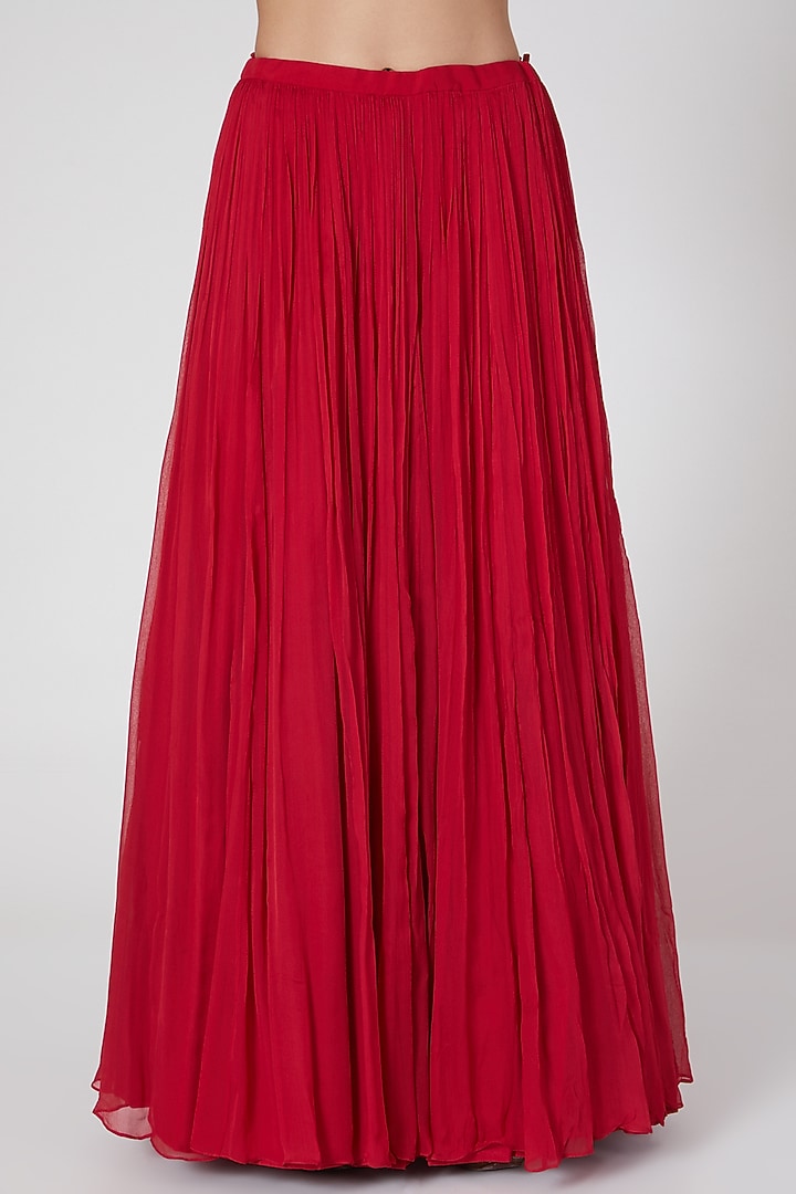 Red Chiffon & Organza Embroidered Kurta Set by Aneesh Agarwaal PRET at Pernia's Pop Up Shop