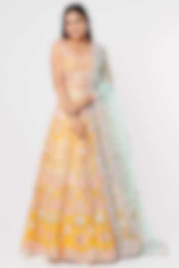 Yellow Gota-Embroidered Bridal Lehenga Set by Aneesh Agarwaal at Pernia's Pop Up Shop