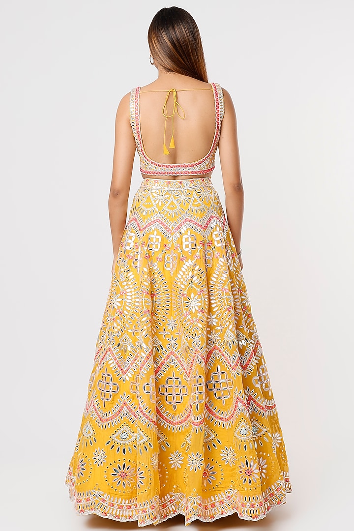 Yellow Gota-Embroidered Bridal Lehenga Set by Aneesh Agarwaal at Pernia's Pop Up Shop