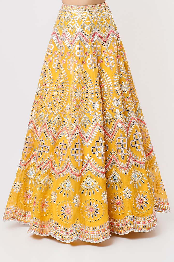 Yellow Gota-Embroidered Bridal Lehenga Set by Aneesh Agarwaal at Pernia's Pop Up Shop