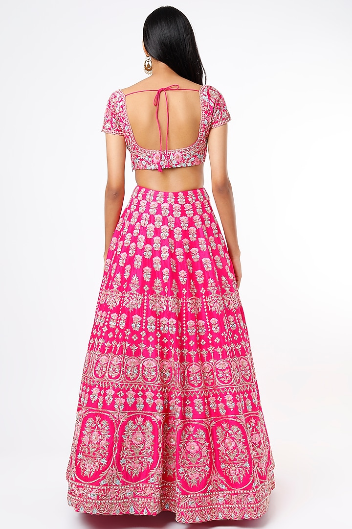 Fuchsia Embroidered Bridal Lehenga Set by Aneesh Agarwaal at Pernia's Pop Up Shop
