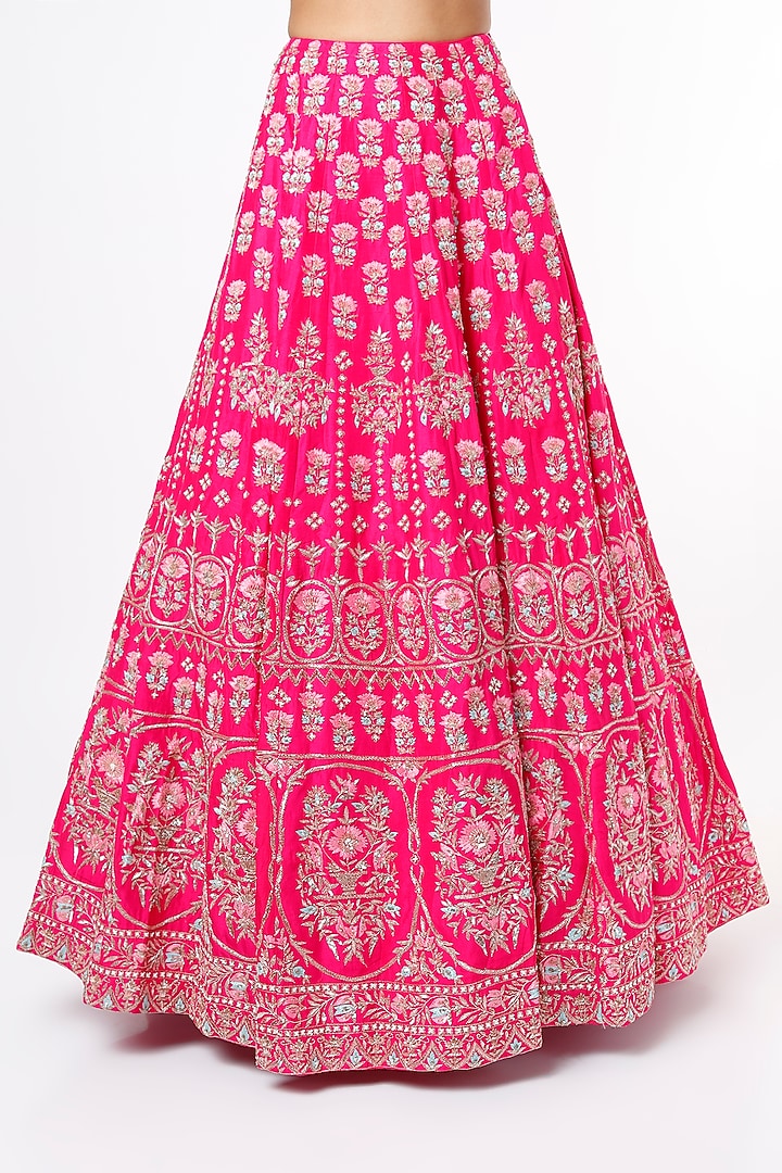 Fuchsia Embroidered Bridal Lehenga Set by Aneesh Agarwaal at Pernia's Pop Up Shop