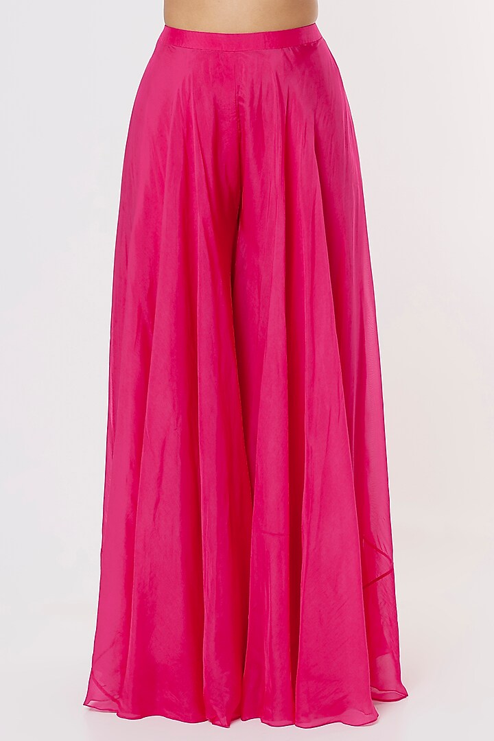 Fuchsia Pink Organza Skirt Set by Aneesh Agarwaal PRET at Pernia's Pop Up Shop