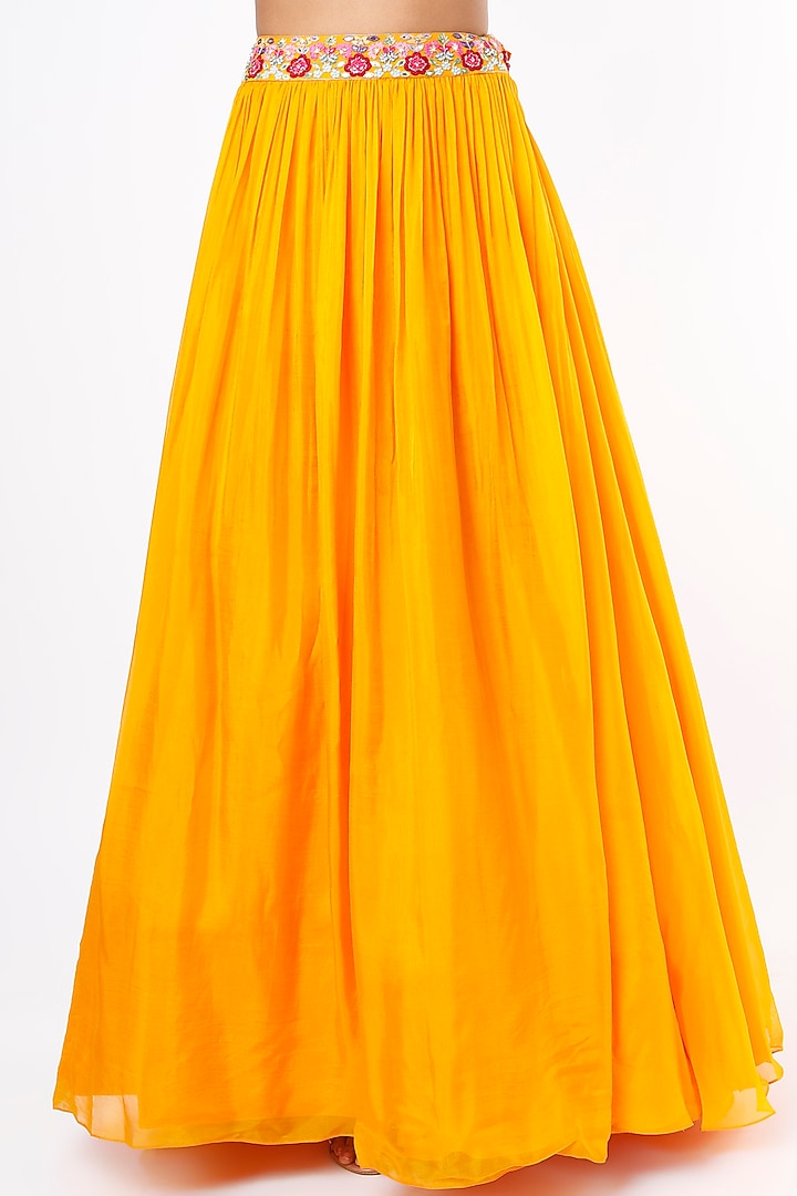 Mango Yellow Sequins Embroidered Wedding Lehenga Set by Aneesh Agarwaal PRET at Pernia's Pop Up Shop