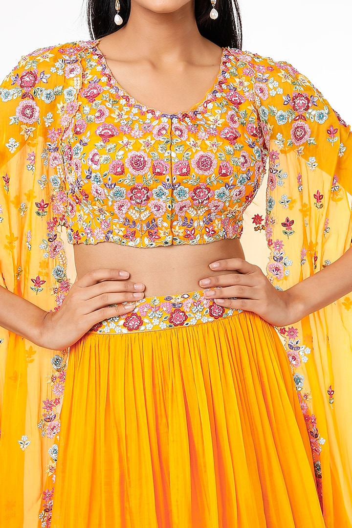 Mango Yellow Sequins Embroidered Wedding Lehenga Set by Aneesh Agarwaal PRET at Pernia's Pop Up Shop