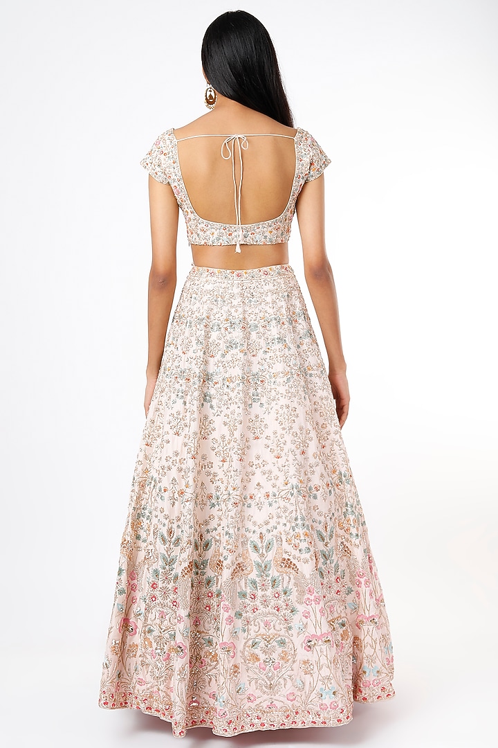 Blush Pink Mirror Embroidered Bridal Lehenga Set by Aneesh Agarwaal at Pernia's Pop Up Shop