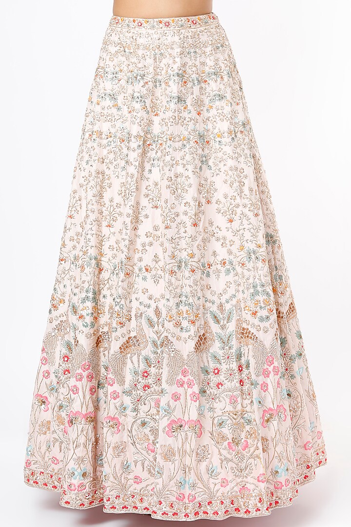 Blush Pink Mirror Embroidered Bridal Lehenga Set by Aneesh Agarwaal at Pernia's Pop Up Shop