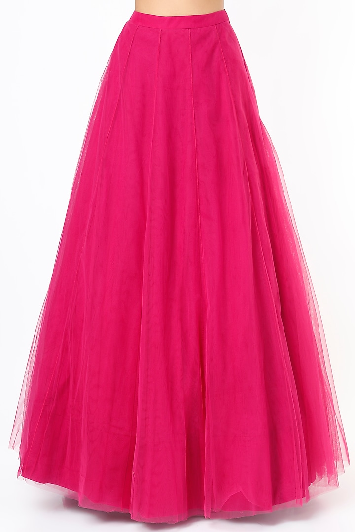 Pink Net Embroidered Jacket Wedding Lehenga Set by Aneesh Agarwaal at Pernia's Pop Up Shop